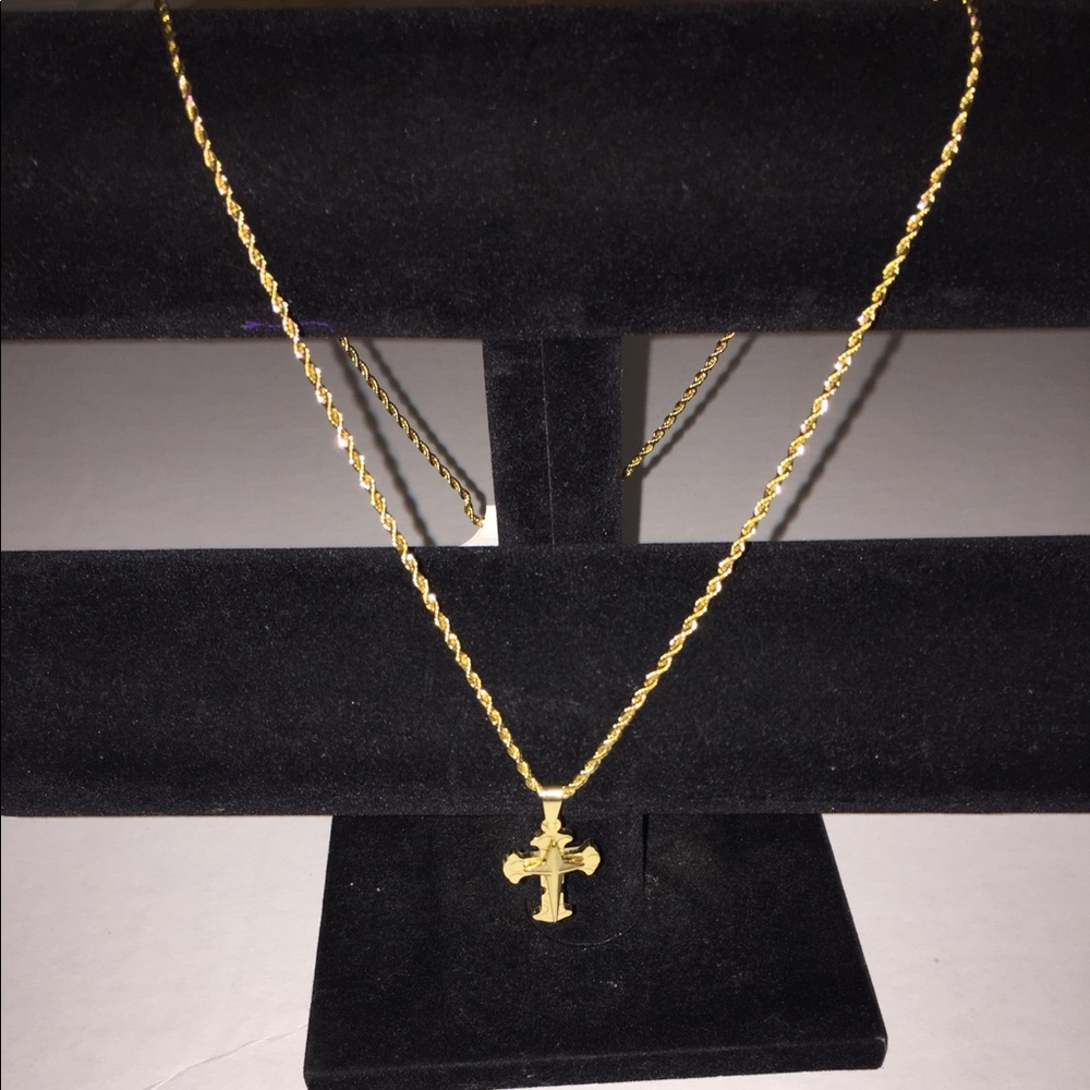 Fashion Gold Cross medium length chain